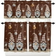 thumbnail image 2 of Kitchen Curtains and Valances Set, Coffee Gnome Brown Short Rod Pocket 3 Pieces Window Curtain Set for Bedroom, Bathroom, 24 Inch Long, 2 of 5