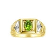 thumbnail image 1 of RYLOS Men's Rings 14K Yellow Gold Rings Designer Weave Band 7X5MM Oval Gemstone & Diamond Ring Peridot August Birthstone Rings For Men,  Size 12, 1 of 7