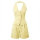 thumbnail image 5 of Conjunto de pantalones cortos con cuello en V para mujer: diseño con tirantes, informal para verano, lavable a mano, para combinar con tacones, tallas S-XXL, 5 of 6