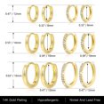 thumbnail image 2 of 14k Gold Plated Earrings for Women 925 Sterling Silver Post, Hypoallergenic Cubic Zirconia Huggie 6 Pairs Hoop Earring Sets for Multiple Piercing Trendy Jewelry, 2 of 6