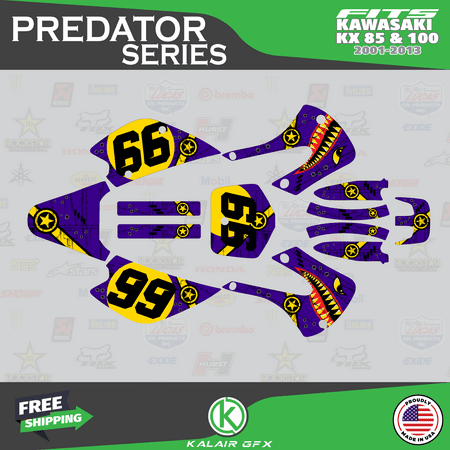 Kalair GFX Graphics Kit for Kawasaki KX100 (2001-2013) Predator Series Kalair GFX Graphics Kit for Kawasaki KX100 (2001-2013) Predator Series