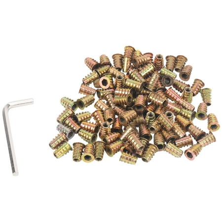 

100Pcs M6 x 15mm Furniture Screw in Nut Threaded Wood Inserts Fastener Connector Hex Socket Drive