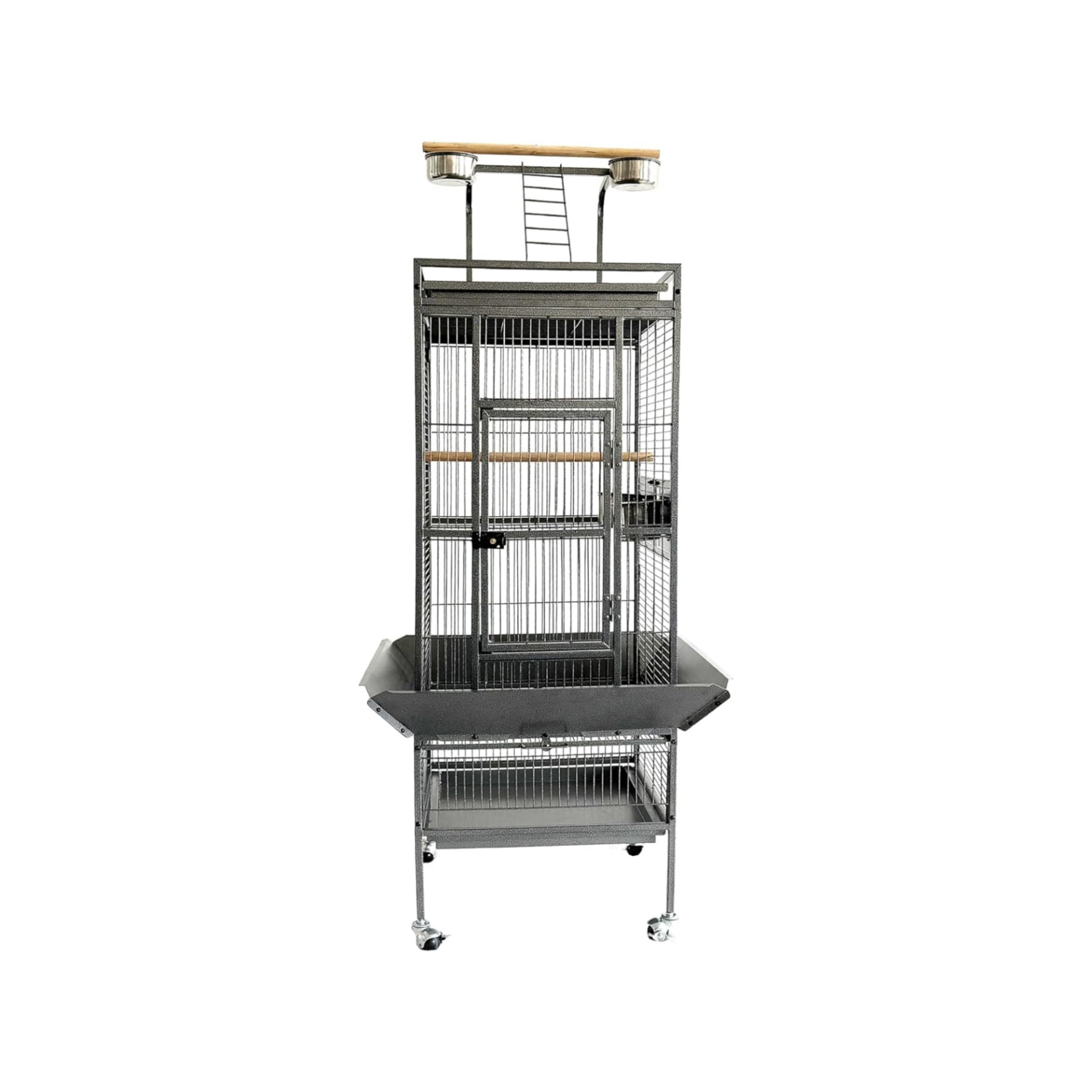 61 Inch Large Bird Cage, Metal Bird Fight Cage with Play Top, Rolling Stands, Feed Bowls, Wide Tall Parrot Cage for Parakeets, Conures, Cockatiel, Cockatoo