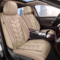 LAONNVIR Leather Auto Car Seat Covers Front & Rear Seat Protector Fit for Ford Edge 2007-2024 5 Seats Full Set Universal Fit (Beige)