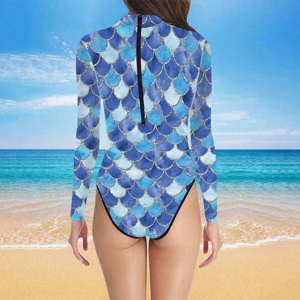 WILLBEST Traje de Baño Mujer control Abdomen Elegante Traje de Baño con Estampado de Escamas de Pescado para Mujer Combinación de Moda y Comodidad