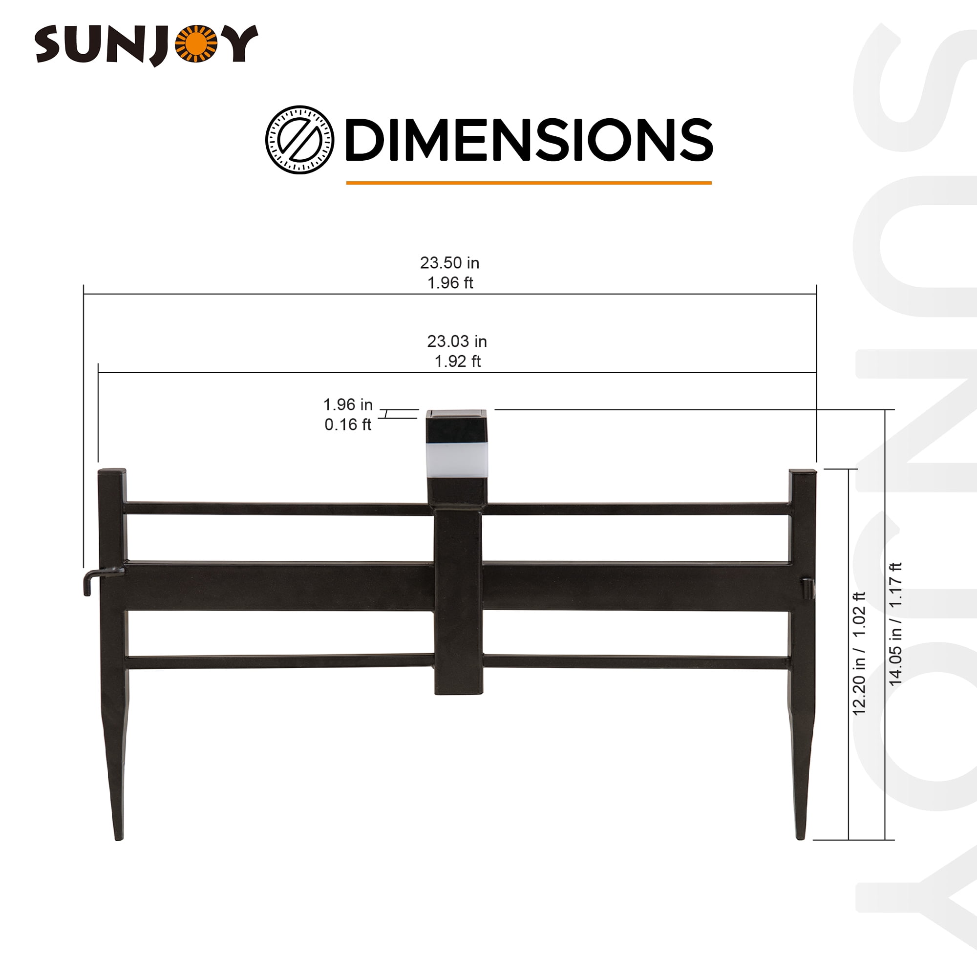 Sunjoy Clôture de jardin solaire en fer panneau de clôture en treillis métallique, clôture décorative extérieure pour jardin (paquet de 5)