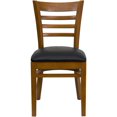 thumbnail image 3 of HERCULES Series Ladder Back Cherry Wood Restaurant Chair - Black Vinyl Seat, 3 of 9
