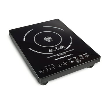 Hamilton Beach Single Induction Cooktop, 1800 watt, Heats 40% faster, Versatile Pan Size (4"-10"), Black, 34104