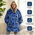 thumbnail image 2 of Wearable Blanket Hoodies for Women Men with Pocket, Adult Fuzzy Blanket Hoodies, Soft and Warm Sherpa Oversized Sweatshirt Blanket, Cute Birthday Gifts Navy Blue Tie-dye, 2 of 10