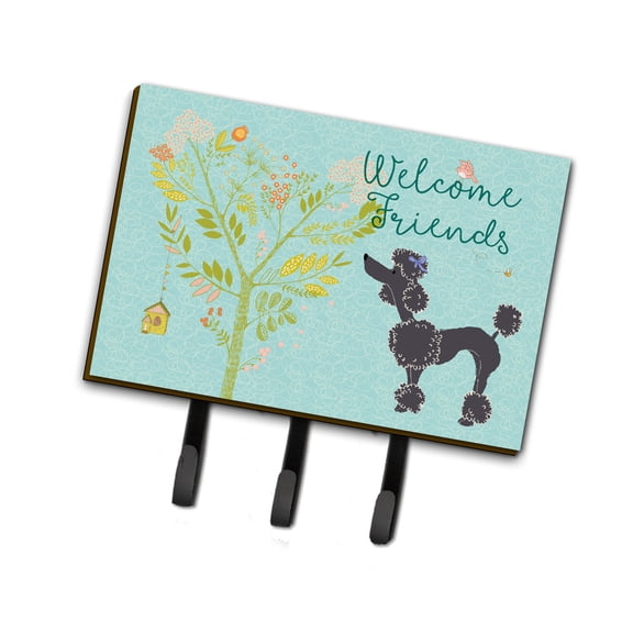 Carolines Treasures BB7615TH68 Welcome Friends Black Poodle Leash or Key Holder Triple multicolor