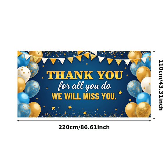 Decorative Design Farewell Banner Colorful Theme Appreciation Banner Balloon Decoration Golden Stars Glitter Decoration We Will Miss You Banner for Retirement Party Indoor Decoration Outdoor Event
