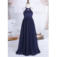 thumbnail image 3 of Hansber Kids Flower Girl Dress Halter Chiffon Long Party Junior Wedding Evening Prom Maxi Gown Dress Navy Blue 14, 3 of 6