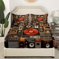 thumbnail image 2 of Drap-housse Musique Noir Draps Instruments de Musique Rétro Pop Musique Taille Complète Draps Art Hippie Housse de Lit pour Enfants Garçons Filles (Sans Drap Plat), 2 of 6