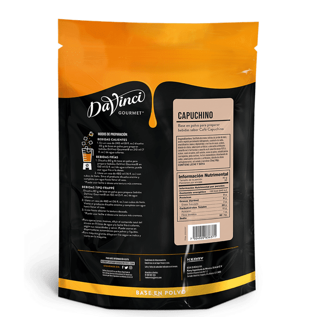 Base en Polvo Davinci Para Preparar Bebidas Sabor Café Capuchino 1.3 kg