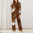 thumbnail image 3 of Kll Cute Sloths Bear Relaxing In Coffee Cup Print Women'S Long Sleeve Pajamas With Pants Sleepwear Loungewear 2 Set-Large, 3 of 9