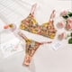 thumbnail image 1 of Conjunto de lencería sexy con sujetador de una sola capa con diseño floral pequeño y tanga con aro de acero, 1 of 6