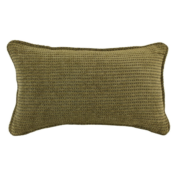 Blazing Needles Double-Corded Patterned Jacquard Chenille Back Support Pillow with Insert, 20" x 12", Gingham Brown