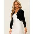 thumbnail image 3 of DARING DIVA Gothic Open Front Velvet Shrug Cropped Cardigan L Black, 3 of 6