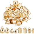 thumbnail image 1 of 32pcs 8 Styles Stainless Steel Cord Ends 8-11mm Long Column and Barrel Pattern Smooth Cord End Caps Golden Leather Cord Ends Terminators for Jewelry Making, 1 of 6