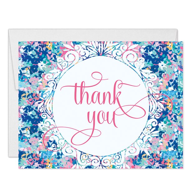 Bright Blue Colorful Thank You Cards with Envelopes ( Pack of 50