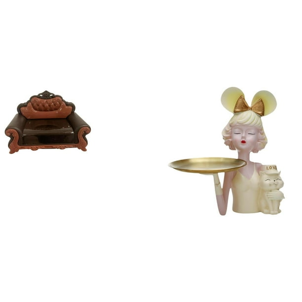 Sofá Miniatura, Sillón Individual, Modelo DIY, Accesorio, Mueble Para Habitación, Micropaisaje, Regalo, Decoración, Estatua De Niña Con Bandeja Para Guardar Llaves, Arte Moderno, Linda