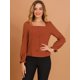 thumbnail image 2 of Blusa elegante con cuello cuadrado para mujer, puño con volantes, mangas largas, botones, decoración, Tops Caramelo XL, 2 of 6