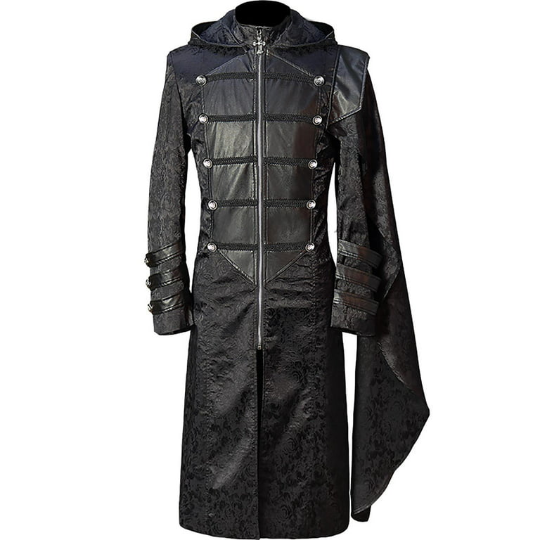 Steampunk Black Punk Victorian Renaissance Gothic Trench Faux Leather Long  Coat (S) : : Clothing, Shoes & Accessories