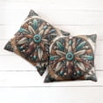 thumbnail image 6 of Ambesonne Rustic Throw Pillow Cover 2 Pack, Southwestern Wreath Ethnic, 16", Turquoise Redbrown and Tan, 6 of 7
