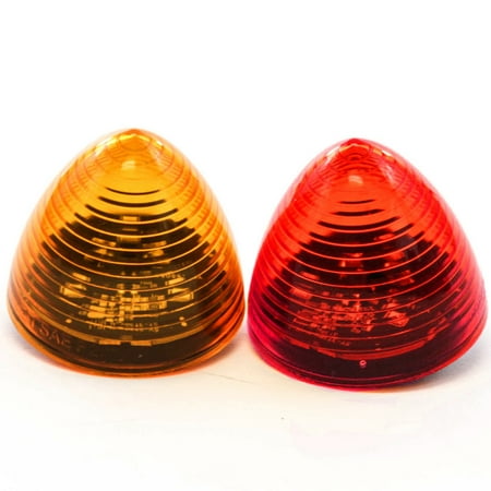 Red Hound Auto 2 Red LED 2 inches Marker Beehive Cone Lights Trailer 1 Red 1 Amber New