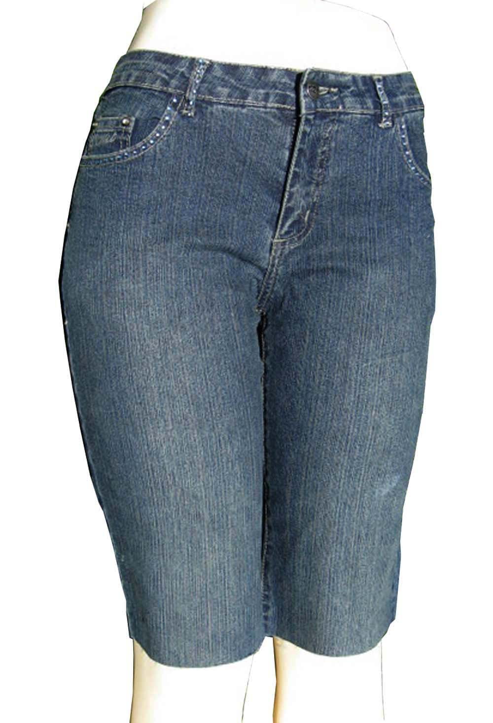 Keep In Touch Womens Dk. blue Stretch capri shorts (12" 1/2 inseam