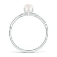 thumbnail image 2 of ANGARA Japanese Akoya Cultured Pearl Twist Shank Ring with Diamonds in 14K White Gold for Women | June Birthstone, Birthday, Anniversary, Jewelry Gift for Women | Pearl Ring, 2 of 9