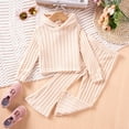 thumbnail image 2 of FYDUU Girls Fall Winter Outfits Girls Outfits 2 Piece Set Soft Knit Hoodie And Pants Casual Fall Spring Toddler Kids Clothes Ribbed Texture Wear 5-6 Years, 2 of 9