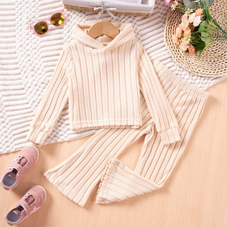 RUTAYY Children Girls Outfit Sets 2-Pack Solid Color Soft Knit