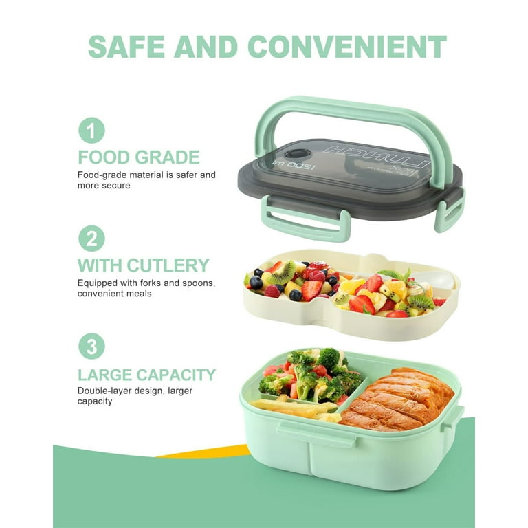 Bento Box Adult Lunch Box, 1200ml Double Layer Lunch Box With