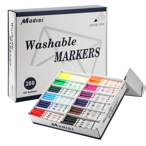Madisi Washable Markers, Super Tips Markers, Assorted Colors, Classroom