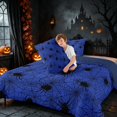 thumbnail image 4 of Homewish Spider Web Queen Comforter Set, Happy Halloween Comforter Sets Queen, Royal Blue, Navy Reversible, 3-Piece 1 Comforter and 2 Pillowcases, 4 of 6