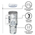 thumbnail image 4 of Blue Christmas Snowflake Pattern Tumbler with Handle and Lid,40oz Double Wall Vacuum Insulated Tumbler,Cups Gift for Women and Men, 4 of 7