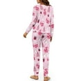 thumbnail image 3 of Yuyamidu Xmas Tree Nightwear for Women Snowman Sleepwear Pajama Set Size M Pink Long Sleeve Loungewear Set of 2 Christmas Nightclothes Top and Pants, 3 of 7