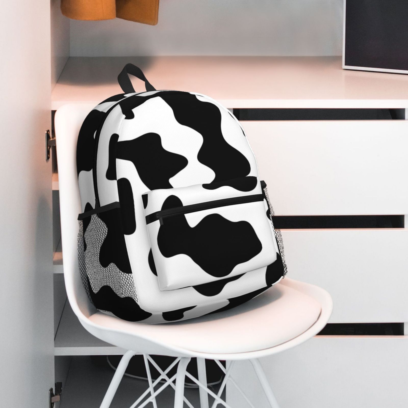 Vsdgher Milk Cow Print Unisex Large Capacity Bookbag Schoolbag Casual Daypack for High School/College/Teens/Travel/Work