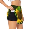 thumbnail image 3 of Lsque Sunflower Printed Women's Running Shorts with Liner Pockets,Elastic Quick Dry Workout Athletic Gym Yoga Shorts,Womens High Waist Shorts-Medium, 3 of 9