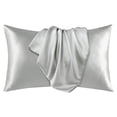 thumbnail image 1 of Deconovo Funda de almohada Queen de seda para cabello y piel, paquete de 2, gris, fundas de almohada de satén con cierre de sobre, protector de almohada suave y antideslizante, 1 of 8