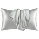 thumbnail image 1 of Deconovo Funda de almohada Queen de seda para cabello y piel, paquete de 2, gris, fundas de almohada de satén con cierre de sobre, protector de almohada suave y antideslizante, 1 of 8