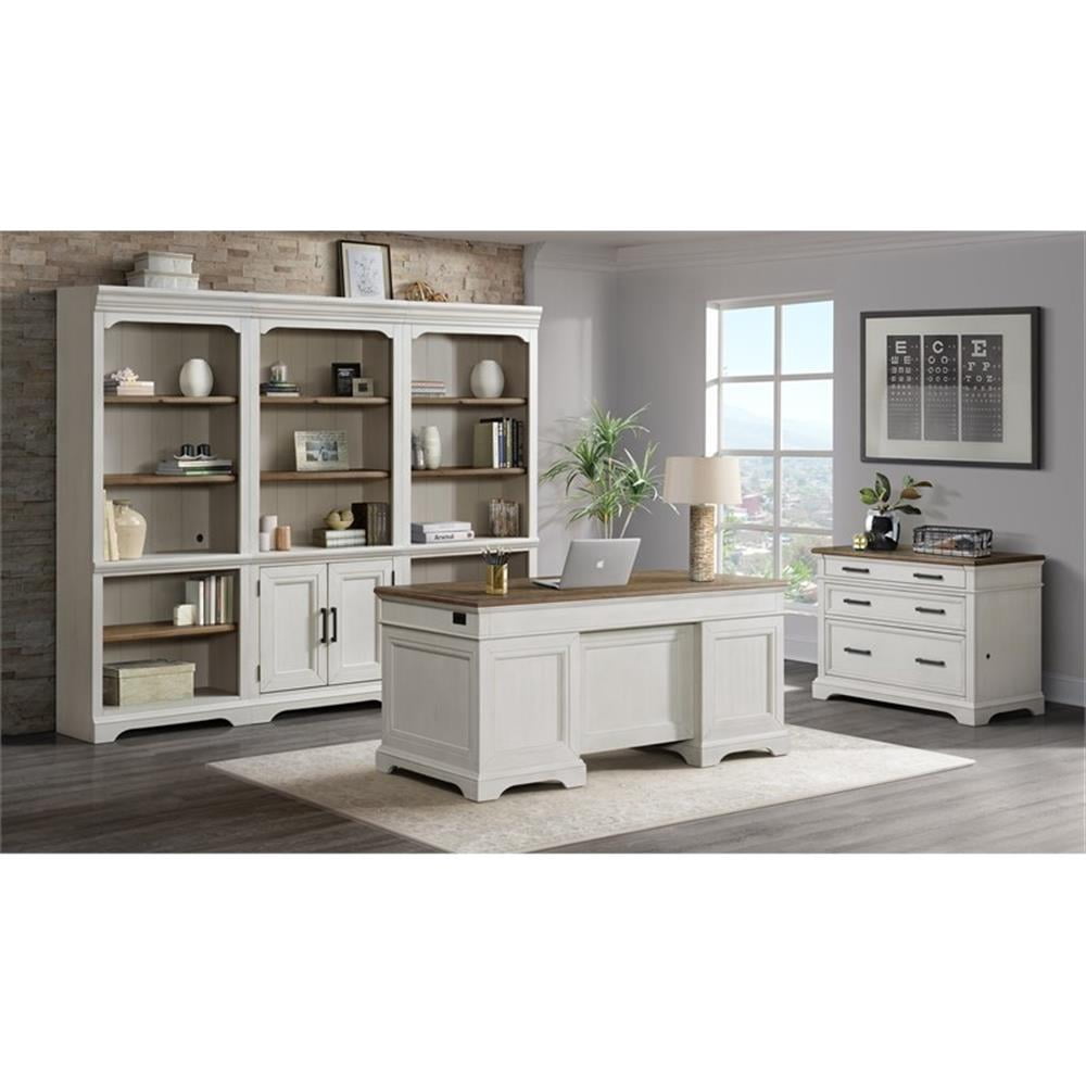 Intercon Furniture Drake Home Office 76" Wood Bookcase with Door in White/Oak