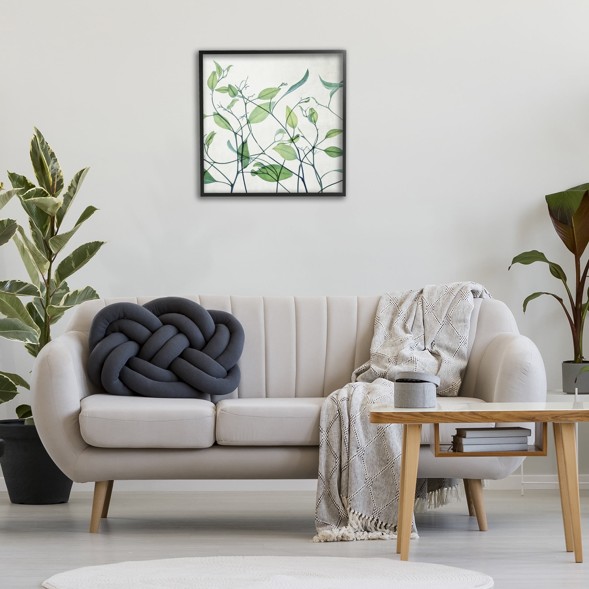Stupell Industries Modern Vine Pattern Botanical & Floral Painting Black Framed Art Print Wall Art, 24 x 24