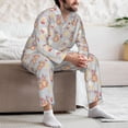 thumbnail image 7 of Naloa Butterfly Flower Men’s Pajamas Set - Long Sleeve Button Down Sleep Shirt and Pajama Bottoms Sleepwear Set-XX-Large, 7 of 7