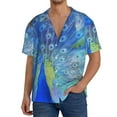 thumbnail image 3 of Daiia Peacock Men's Linen Shirts Short Sleeve Casual Shirts Button Down Shirt for Men Beach Summer Wedding Shirt-4X-Large, 3 of 7