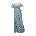 thumbnail image 3 of Vestidos de verano para mujer Ropa Vestido cruzado con estampado floral para viajes de playa y vacaciones Azul, 3 of 8