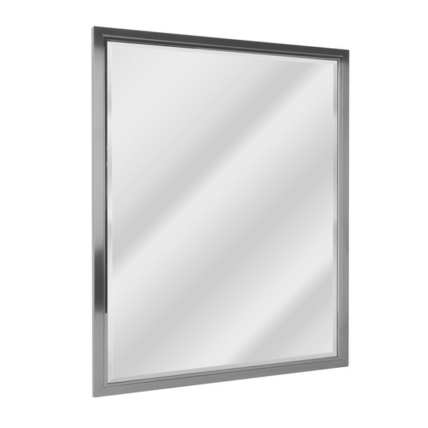 Head West Brushed Nickel and Chrome Rectangular Framed Beveled Accent