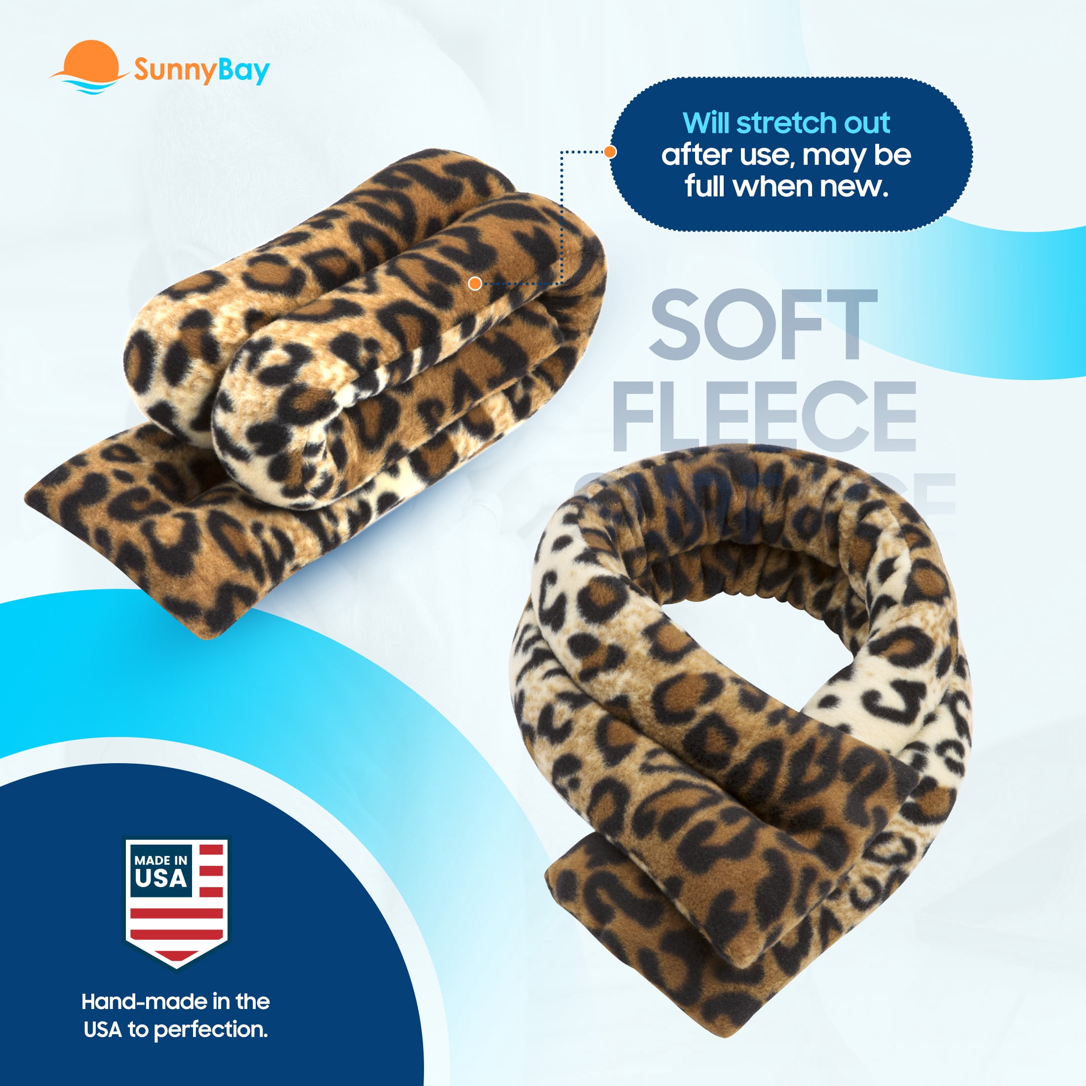 Microwavable Neck Heating Wrap, Wheat Filled, 26"x5", Leopard Skin Print