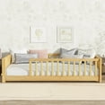 thumbnail image 3 of Mirightone Twin Size Floor Bed with Rails, Twin Montessori Bed with Built-in Book Rack for Boys & Girls, Natural, 3 of 7